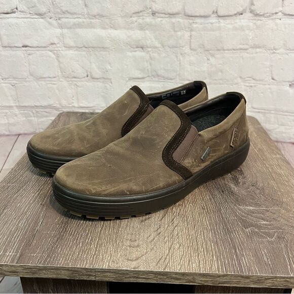 Ecco Soft 7 Tred Slip On - Gore Tex - Mens 41 US 7 Brown Coffee Leather Suede - Picture 1 of 7